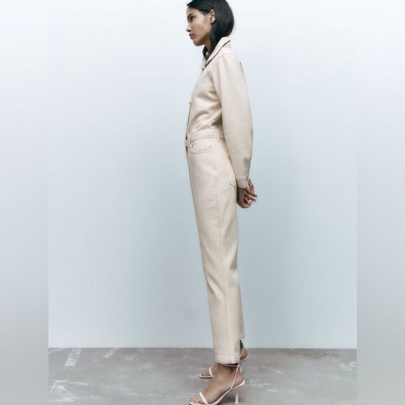 Zara Ecru Denim Jumpsuit Romper New - Picture 14 of 16